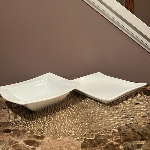 Everyday White Set/2 Porcelain Square Serving Bowl and Rectangular Serving Plate - Picture 11 of 11